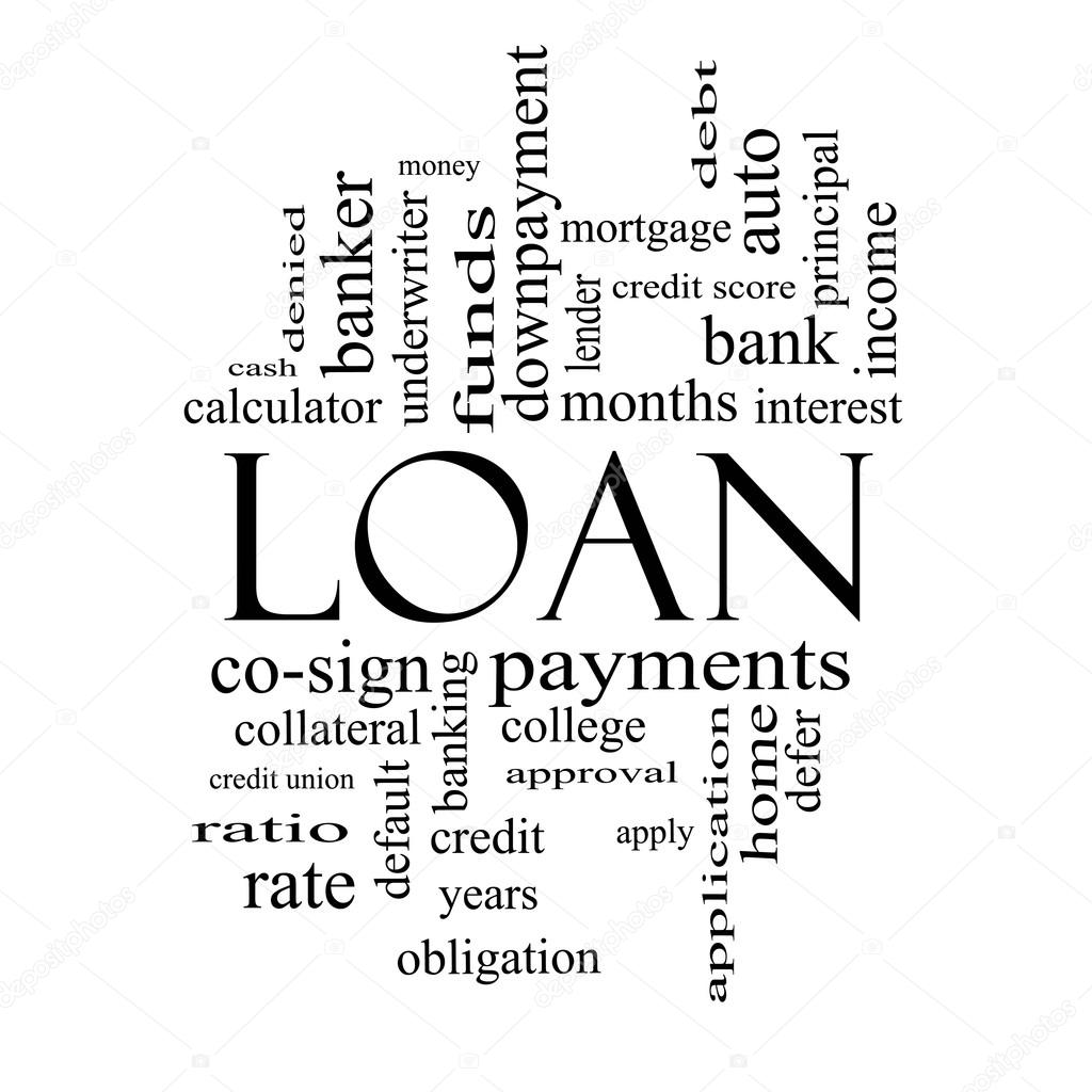 Loan Word Cloud Concept in Black and White