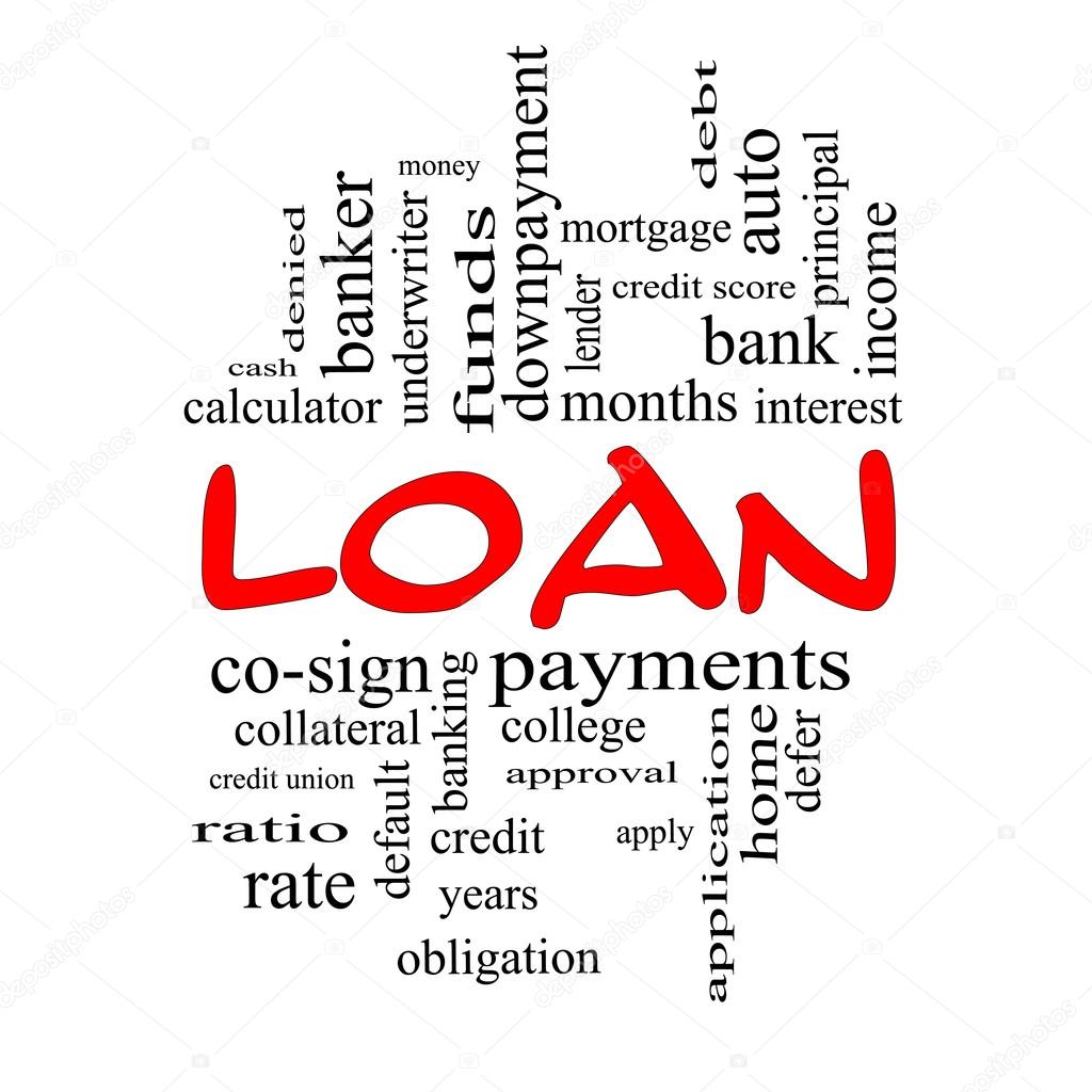 Loan Word Cloud Concept in Red Caps