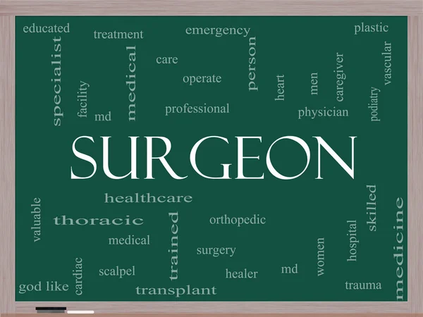 Surgeon Word Cloud Concept on a Blackboard — Stock Photo, Image