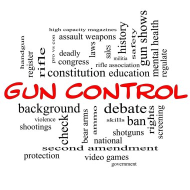 Gun Control Word Cloud Concept in Red Caps clipart