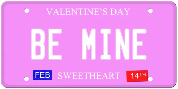 Be Mine Valentine's Day License Plate — Stock Photo, Image