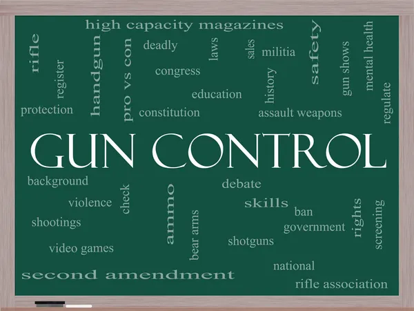 Control de armas Word Cloud Concept en una pizarra — Foto de Stock