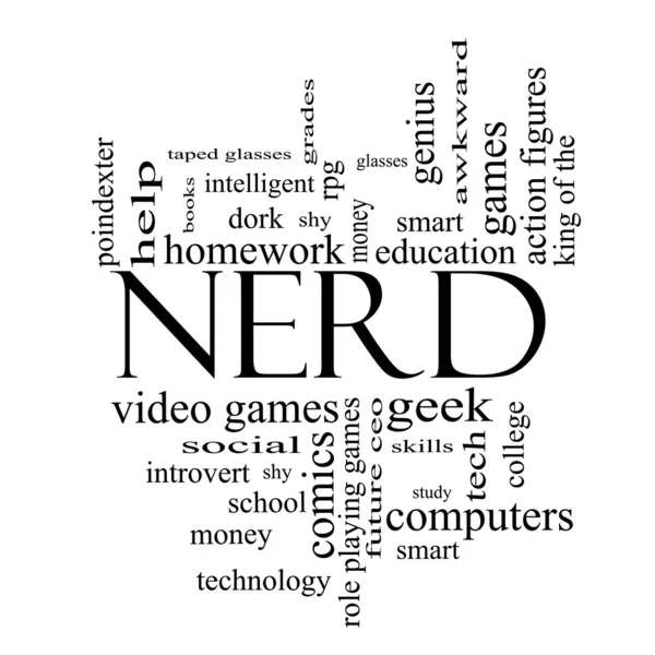 Concetto Nerd Word Cloud in bianco e nero — Foto Stock