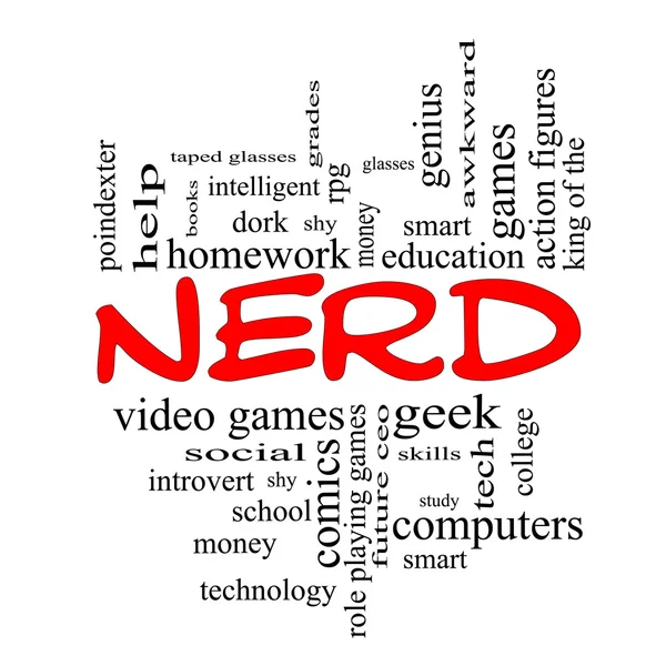 Nerd Word Cloud Concept in red caps — Stock Photo, Image