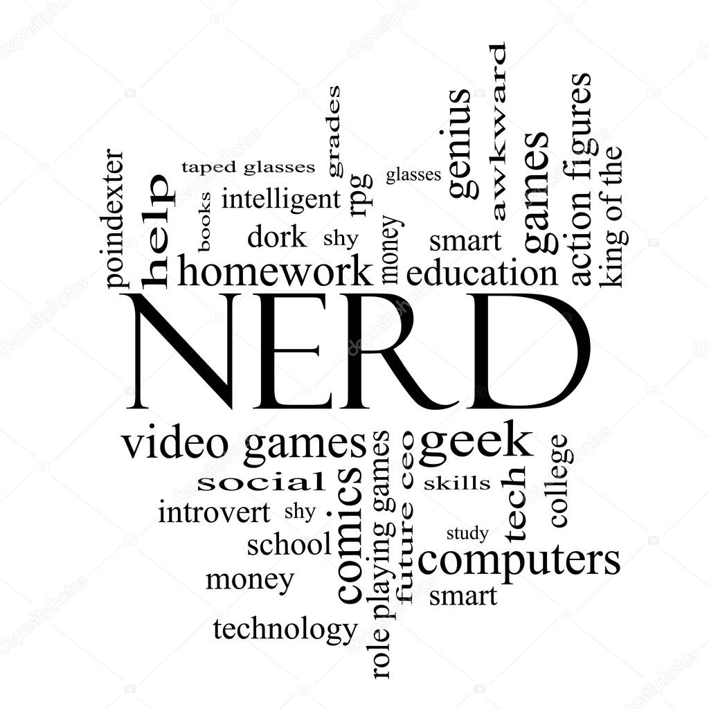 Nerd Word Cloud Concept in Black and White — Stock Photo ©