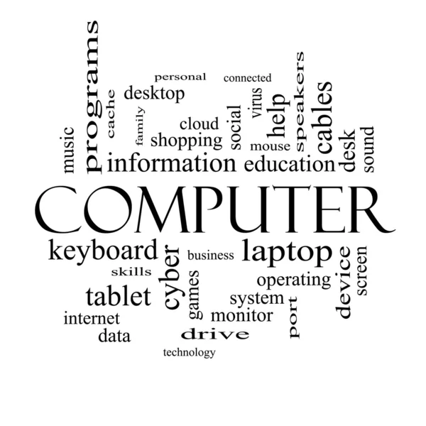 Concetto Computer Word Cloud in bianco e nero — Foto Stock