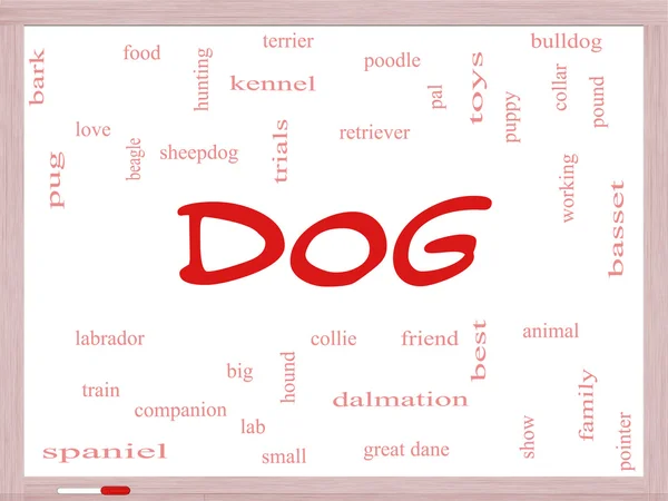 Hunden ordet moln koncept på ett torrt radera board — Stockfoto