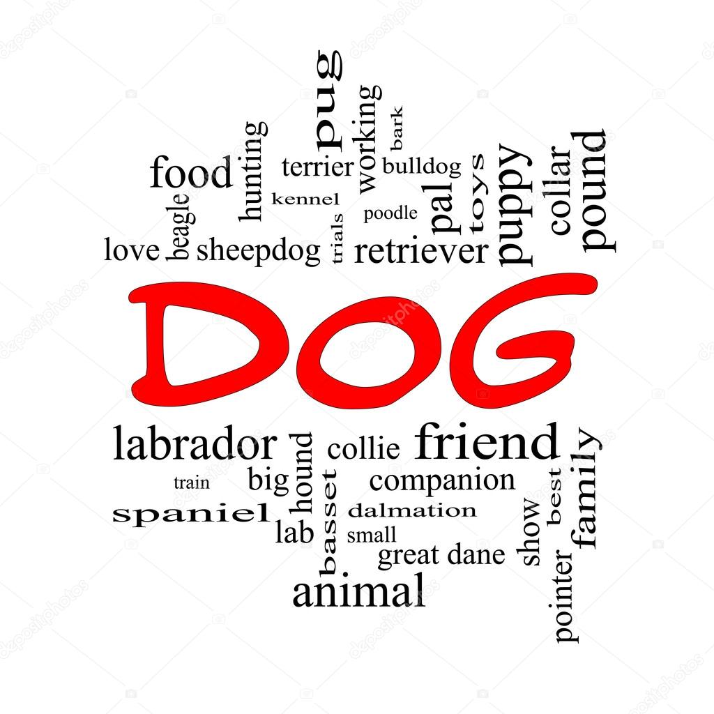 Dog Word Cloud Concept in red caps