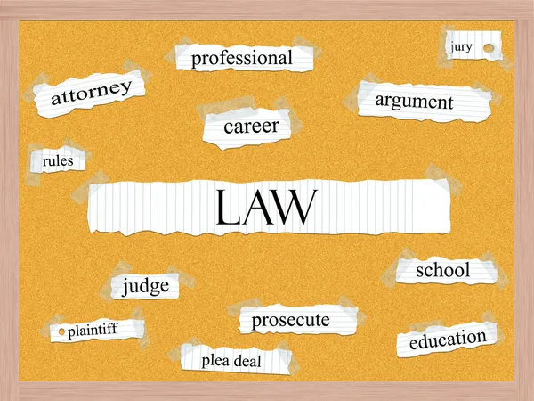 Hukuk corkboard kelime kavram — Stok fotoğraf