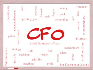 CFO word cloud kavramı üzerinde bir kuru tahta silmek