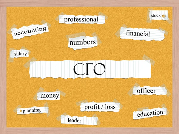 CFO corkboard kelime kavram — Stok fotoğraf