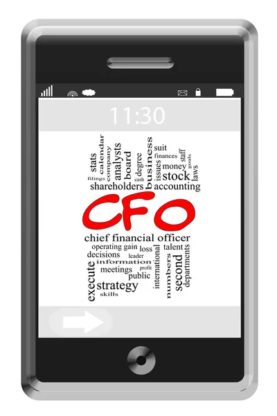 Concetto CFO Word Cloud sul telefono touchscreen — Foto Stock