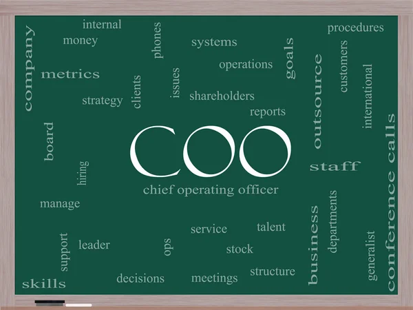 COO Word Cloud Concept en una pizarra —  Fotos de Stock