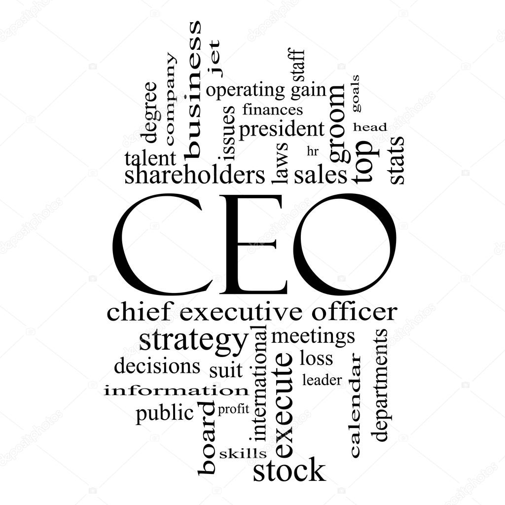 CEO Word Cloud Concept in Black and White