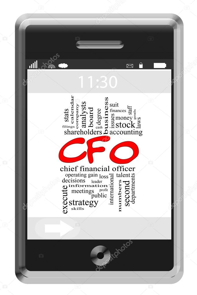 CFO Word Cloud Concept on Touchscreen Phone