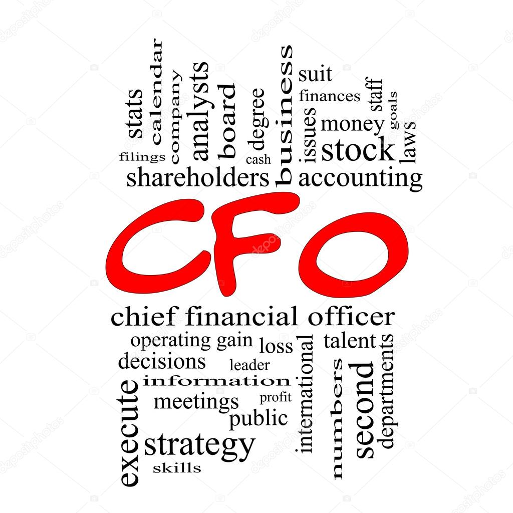 CFO Word Cloud Concept in red caps