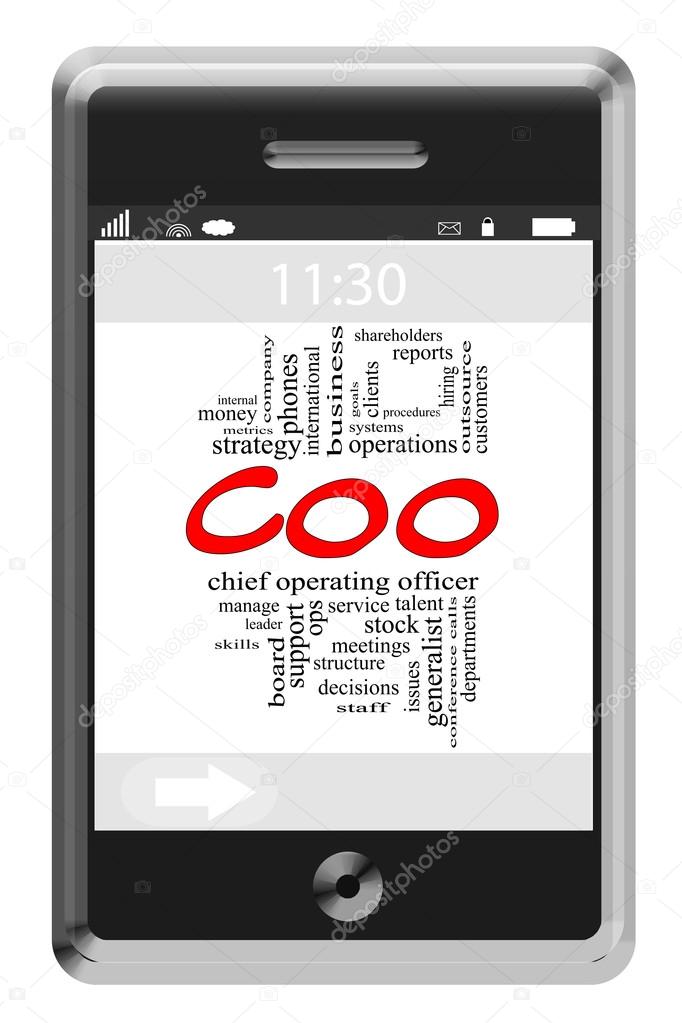 COO Word Cloud Concept on Touchscreen Phone