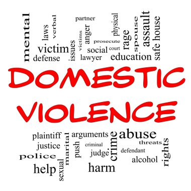 Domestic Violence Word Cloud Concept in Red Caps clipart