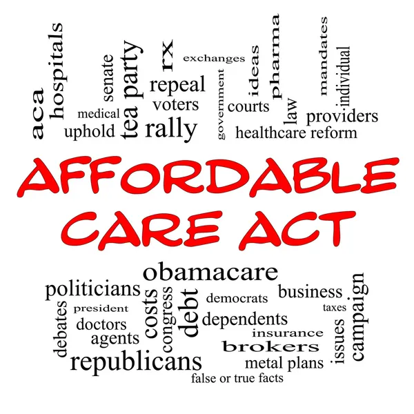 Affordable Care Act Word Cloud Concept in Red Caps — Stock Photo, Image