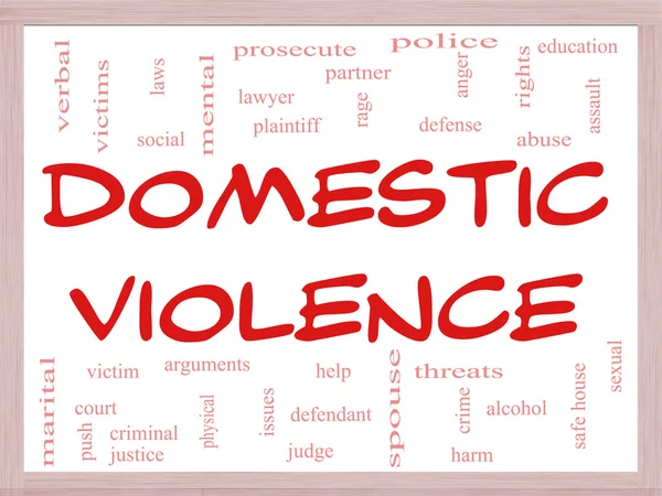 Domestic Violence Word Cloud Concept on a Whiteboard — Stock Photo, Image