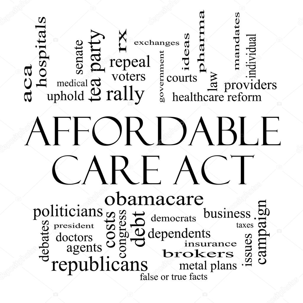 Affordable Care Act Word Cloud Concept in Black and White