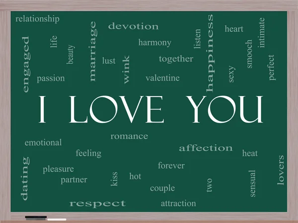 I Love You Word Cloud Concept on a Blackboard — Stock Photo, Image