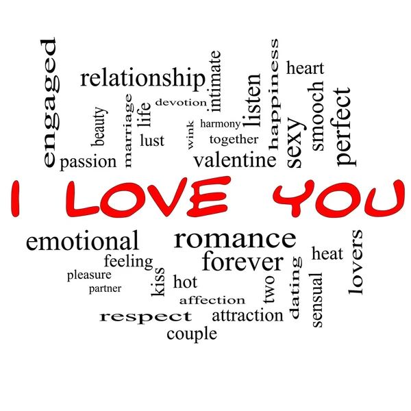 I Love You Word Cloud Concept in Red Caps — Stock Photo, Image