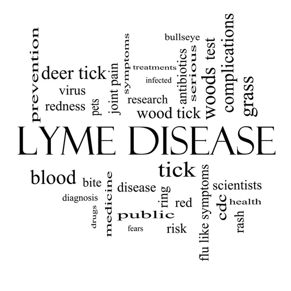 Lyme Disease Word Cloud Concept em preto e branco — Fotografia de Stock