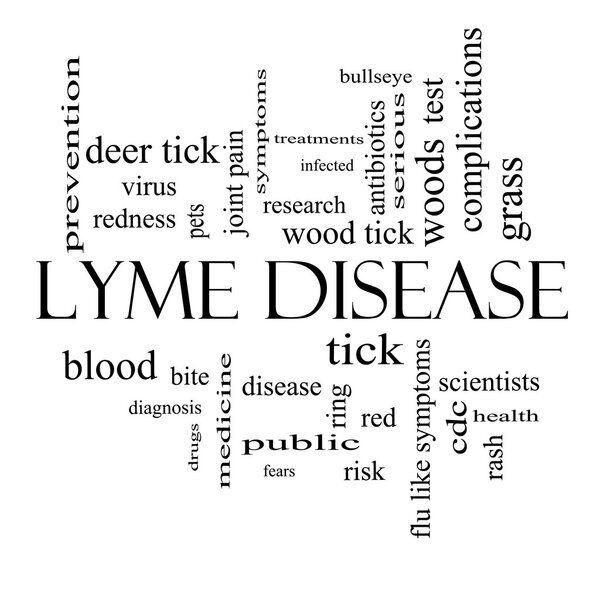 Lyme Disease Word Cloud Concept in black and white