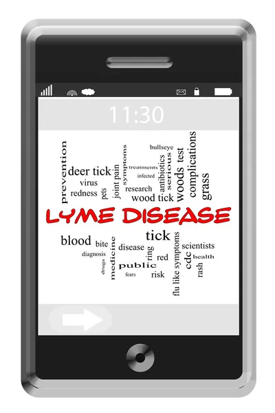 Lyme Disease Word Cloud Concept on Touchscreen Phone — Stock Photo, Image