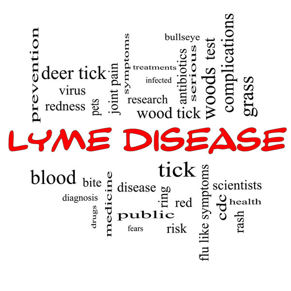 Lyme Disease Word Cloud Concept in red caps