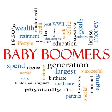 Baby Boomers Word Cloud Concept clipart