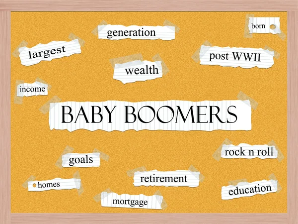 Baby boomers bacheca parola concetto — Foto Stock