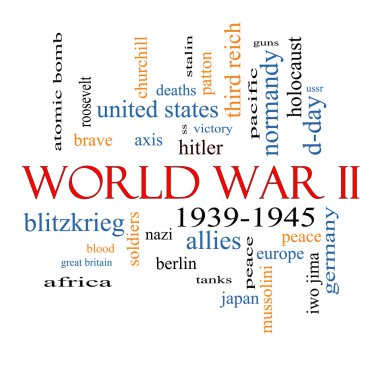 World War II Word Cloud Concept clipart