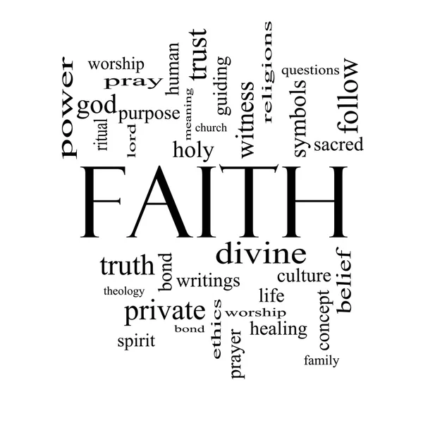 Faith Word Cloud Concept en noir et blanc — Photo