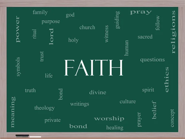 Faith Word Cloud Concept on a Blackboard — Stock Photo, Image