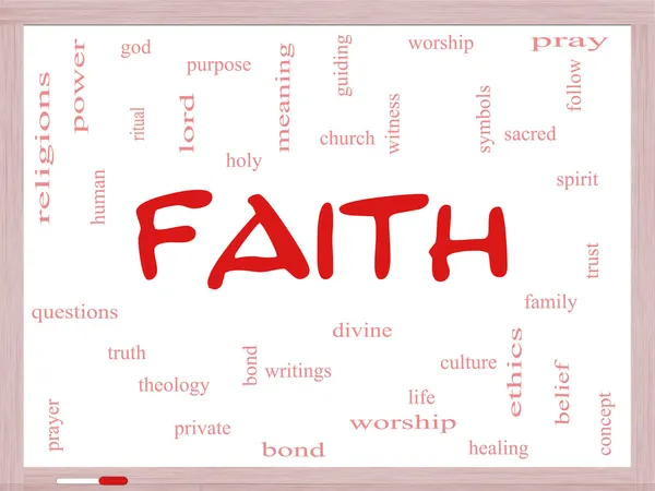 Concepto Faith Word Cloud en una pizarra blanca — Foto de Stock