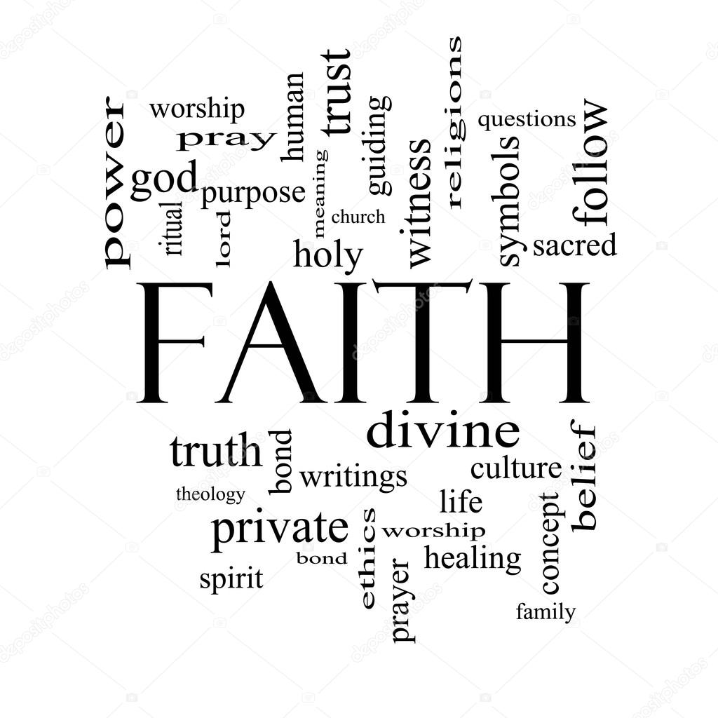 Faith Word Cloud Concept in black and white