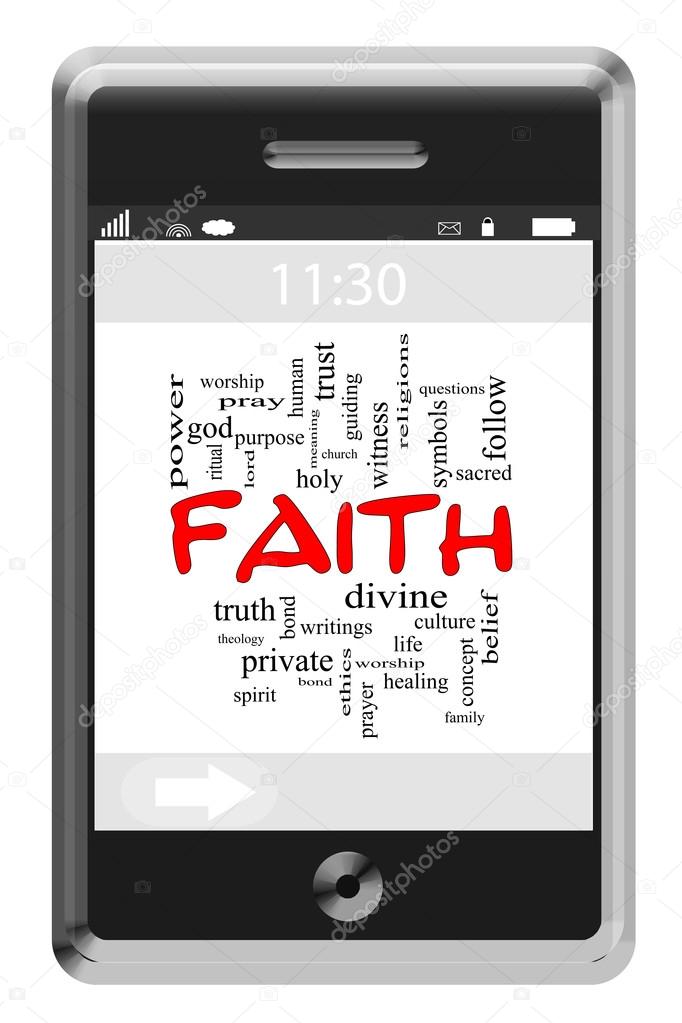 Faith Word Cloud Concept on Touchscreen Phone