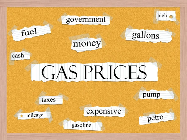 Precios del gas Corkboard Word Concept — Foto de Stock