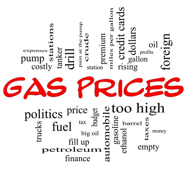 ガス価格の単語雲の概念赤い帽子 — ストック写真