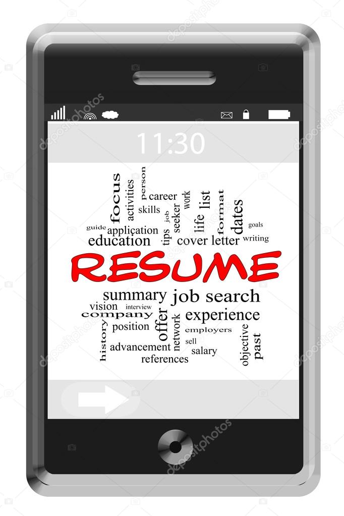 Resume Word Cloud Concept on Touchscreen Phone