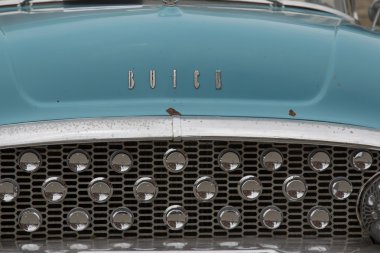 1955 aqua mavi buick özel otomobil ızgara görünümü