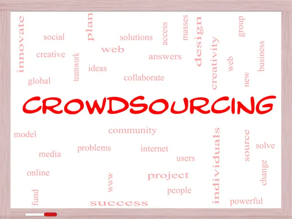 Crowdsourcing woord wolk concept op een whiteboard — Stockfoto