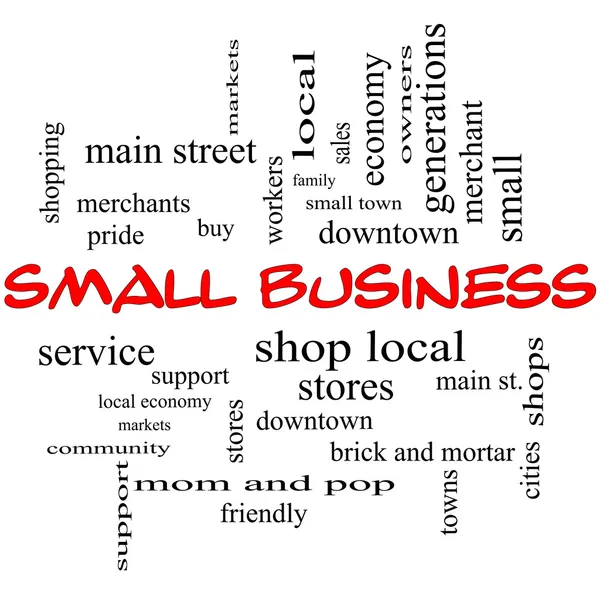 Small Business Word Cloud-Konzept in roten Zahlen — Stockfoto