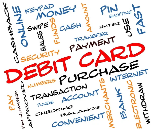 Debit Card Word Cloud Concept Colorful Scribbles — Stock Photo, Image