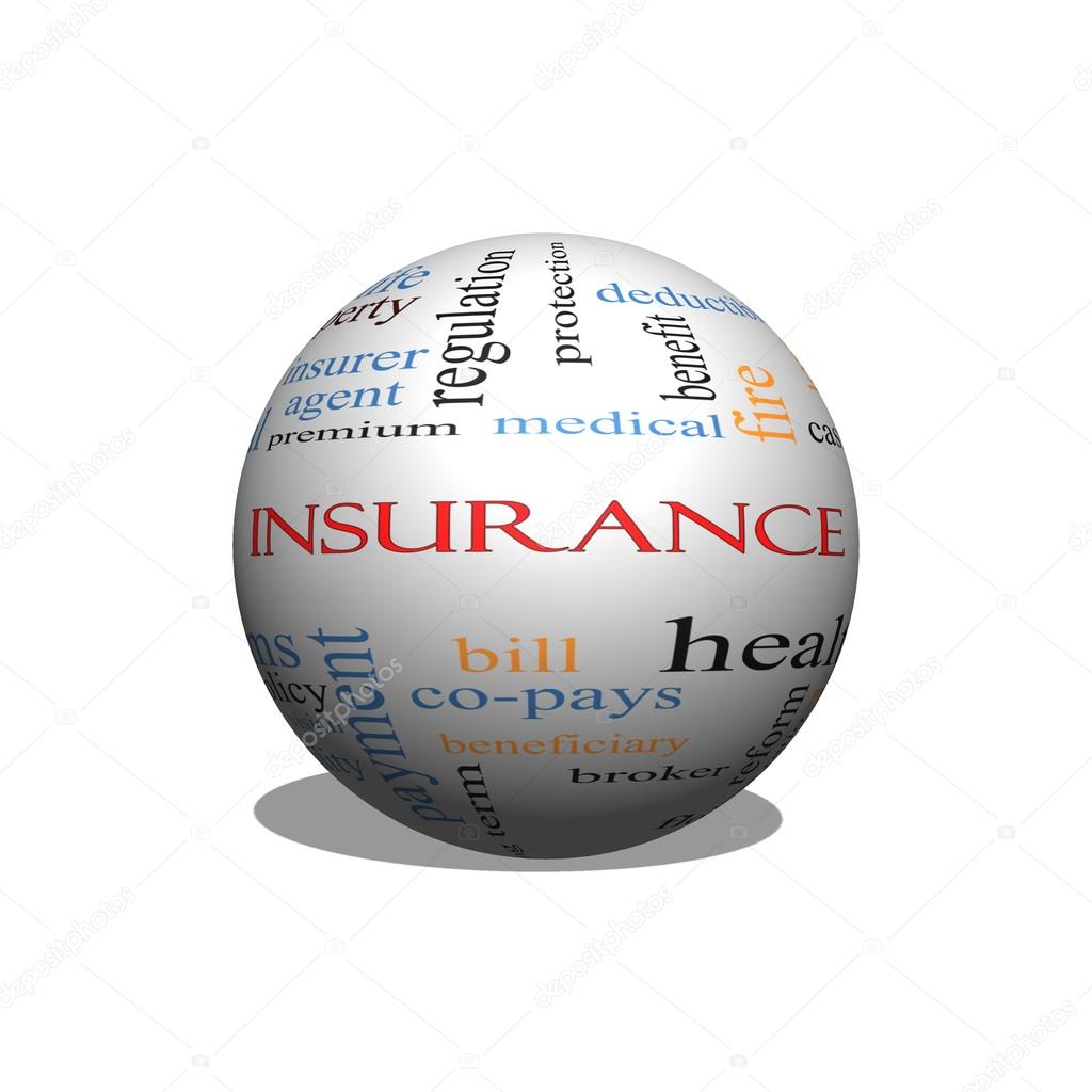 Insurance Word Cloud Concept on a Sphere
