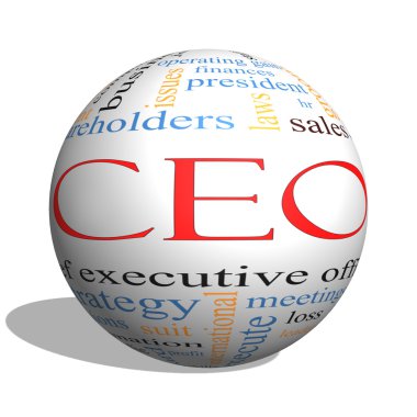 CEO kelime bulutu kavramı üzerinde bir 3d Küre