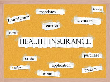 Health Insurance Corkboard Word Concept clipart