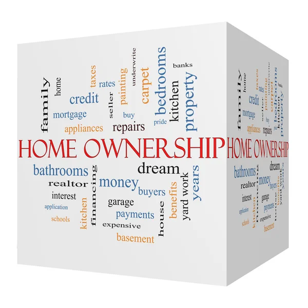 Home Ownership 3D Cube Word Cloud Concept on a Blackboard — Stock Photo, Image